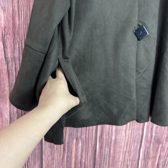 IC by Connie K Collection Faux Suede Dark Green Jacket Plus Size 3X Lagenlook - Picture 5 of 7